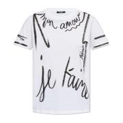 Balmain Tryckt T-shirt White, Dam