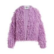 Essentiel Antwerp Chunky Stickad Fransjacka Purple, Dam