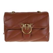 PINKO Quiltad Metallic Crossbody Väska Brown, Dam