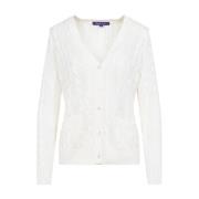 Ralph Lauren Kabelstickad cardigan i siden White, Dam