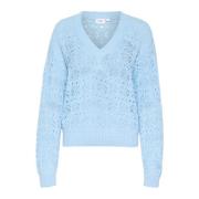 Saint Tropez Blå V-Ringad Pullover Tröja Junasz Blue, Dam