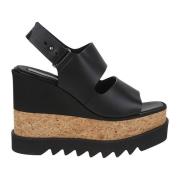 Stella McCartney Svarta Sandaler med Dubbelrem och Blockklack Black, D...