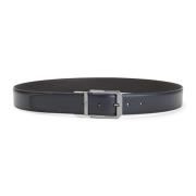 Ermenegildo Zegna Svart Reversibelt Läderbälte Silver Spänne Black, He...