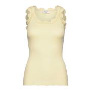 Rosemunde Pastel Yellow Spets Kant Topp Beige, Dam