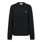 Maison Kitsuné Svart Sweatshirt med Ikonisk Rävlogotyp Black, Herr