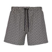 Balmain Tryckta PB Labyrint simshorts Black, Herr