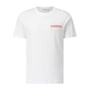 Marni Logo Patch T-shirt Klassisk Komfort Stil White, Herr