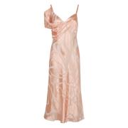 Alberta Ferretti Satin V-Ringad Pennklänning Pink, Dam