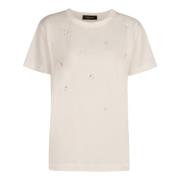 Fabiana Filippi Bomull Crew-neck T-shirt med Rhinestones White, Dam