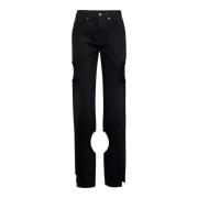 Off White Svarta Meteor Cut-Out Straight Leg Jeans Black, Dam