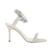 Manolo Blahnik Rhinestone Stiletto Sandaler Gray, Dam