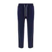 Brunello Cucinelli Bomull Jogger Sweatpants med Fickor Blue, Herr