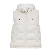 Brunello Cucinelli Quiltad Vit Jacka med Monili Kedja White, Dam