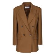 Max Mara Brun Ullblandning Dubbelknäppt Jacka Brown, Dam