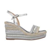 ALMA EN PENA Rhinestone Wedge Sandal med Flätad Detalj Gray, Dam