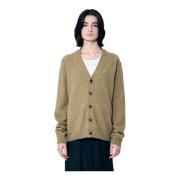 Maison Margiela Stickad V-ringad Cardigan Beige, Dam