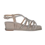 ALMA EN PENA Flätad sandal med strassdekoration Gray, Dam