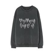 Anine Bing Spencer Hearts Sweatshirt Black, Dam