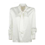 Alessandra Rich Sidensatinblus med rosett White, Dam