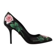 Dolce & Gabbana Rosmönster Blommiga Klackar Kvinnor Svart Black, Dam