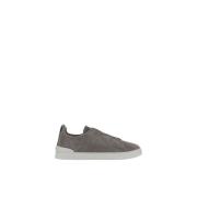 Ermenegildo Zegna Suede Slip-On Sneakers Gray, Herr