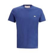 Valentino Kontrasterande Logotyp Patch Bomull T-shirt Blue, Herr