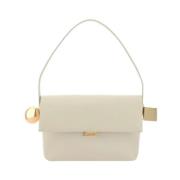 Jacquemus Geometrisk Detalj Läder Axelväska Beige, Dam