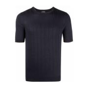 Barba Ribbad T-shirt i Blå Blue, Herr