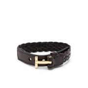 Tom Ford Brun Läderhalsband Brown, Herr