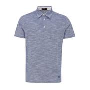 Corneliani Blå Melange Polo Kortärmad Bomull Blue, Herr