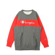 Champion Färgblock Känguruficka Sweatshirt Grå/Röd Gray, Herr