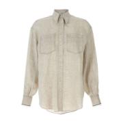 Brunello Cucinelli Beige Linneskjorta med Knappstängning Beige, Dam