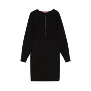 Max Mara Studio Modern Ullblandning Stickad Klänning Black, Dam