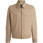 Hugo Boss Mjuk mockajacka med hel dragkedja Beige, Herr