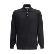 Brunello Cucinelli Räfflad Krage Ull Polo Tröja Black, Herr