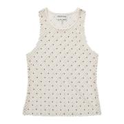 Munthe Elegant Fisknät Tanktop med Pärlor White, Dam