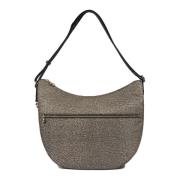 Borbonese Beige Luna Hobo Väska med Dragkedja Beige, Dam