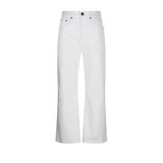 Victoria Beckham Vit Wide Leg Cropped Jeans White, Dam