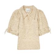 Munthe Elegant Blommig Polo Tröja Beige, Dam