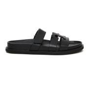 Tory Burch Svart Läder Slide Sandaler Black, Dam