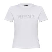 Versace T-shirt med skimrande paljetter White, Dam