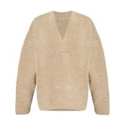 Fear Of God Beige Ull V-ringad Tröja med Logopatch Beige, Herr