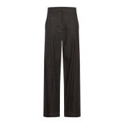 Brunello Cucinelli Brun Wide Leg Jeans med Monili Broderi Brown, Dam