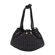 Bottega Veneta Läder Axelväska Dragsko Stängning Black, Dam