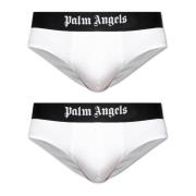 Palm Angels Tvåpack kalsonger med logotyp White, Herr