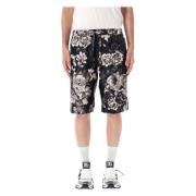 Dolce & Gabbana Lyxig Silkeblommönster Bermuda Shorts Black, Herr