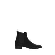 Saint Laurent Svarta Läder Ankelboots Black, Herr