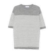 Lardini Finstickad T-shirt med vita ränder Gray, Herr