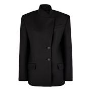 The Attico Svart ull gabardine blazer med logotyp Black, Dam