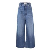 Sportmax Blå Oversize Låg Midja Wide Leg Jeans Blue, Dam